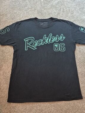 Young & Reckless Black T‑Shirt with Teal Script
